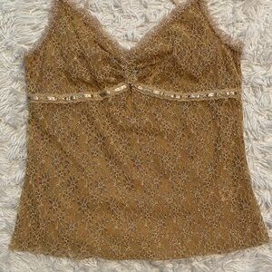Vintage 90’s beaded Elegant Gold Lace Women's Top